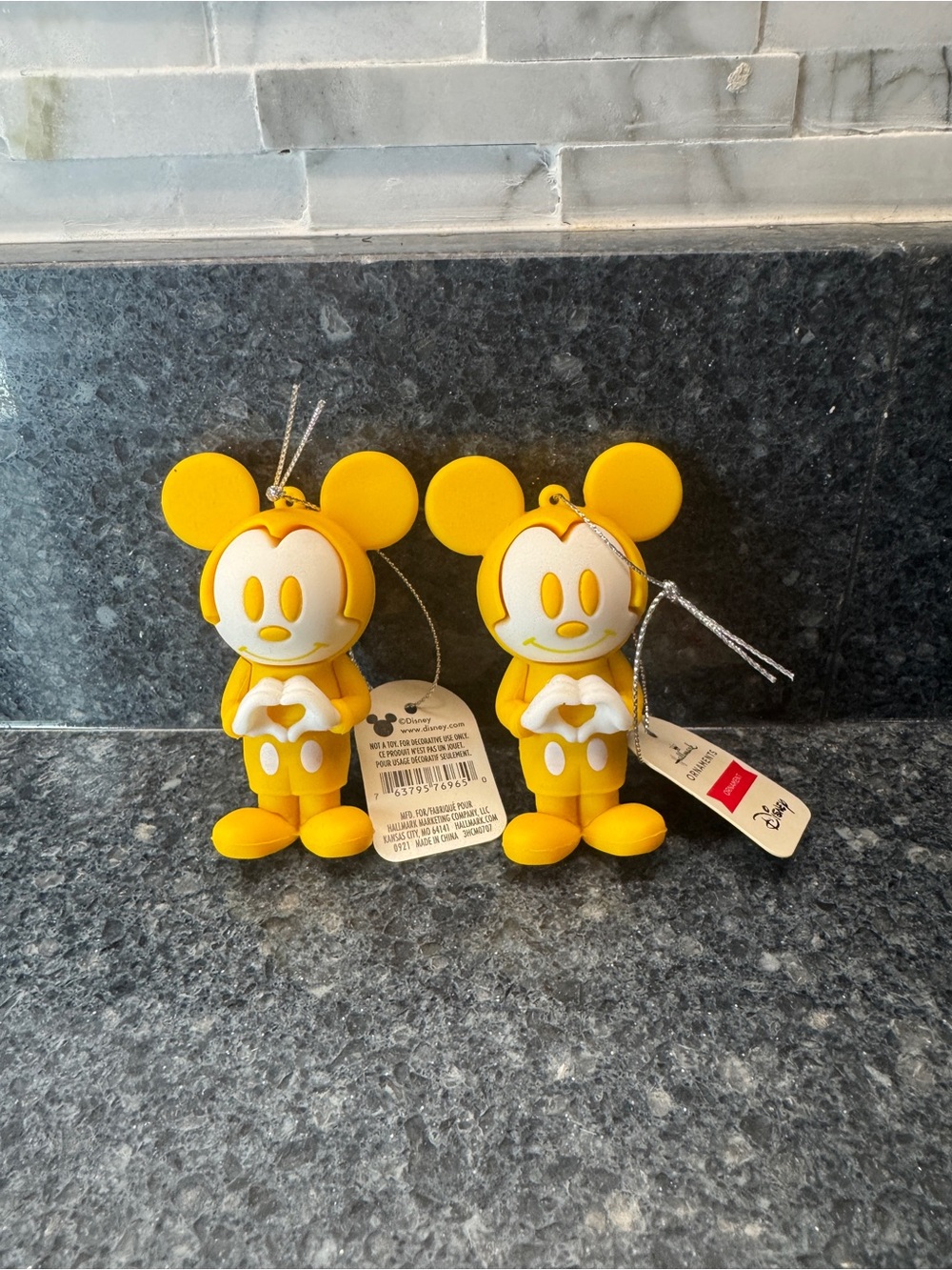 Hallmark Disney Yellow & White Mickey Silicone Ornament Pair